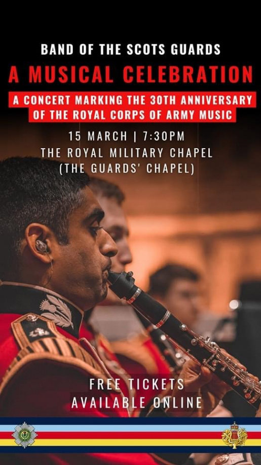 Concert by the Band of the Scots Guards Friday 15th March 2024